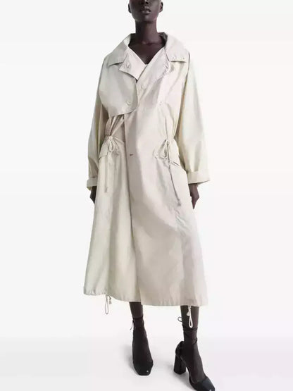 Hooded Long Cotton Trench Coat - Small - Coats