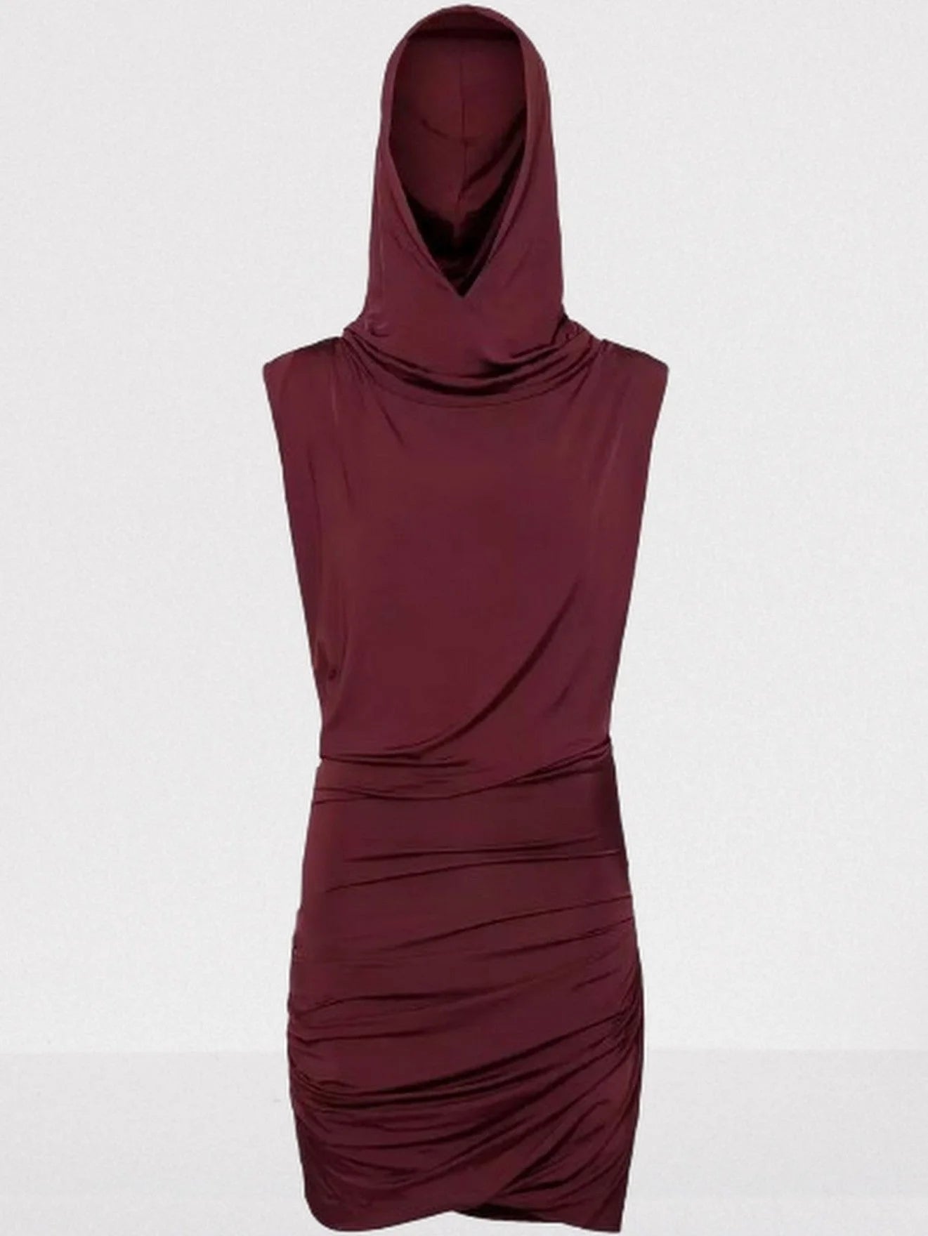 Hooded Draped Sleeveless Mini Dress - Dresses