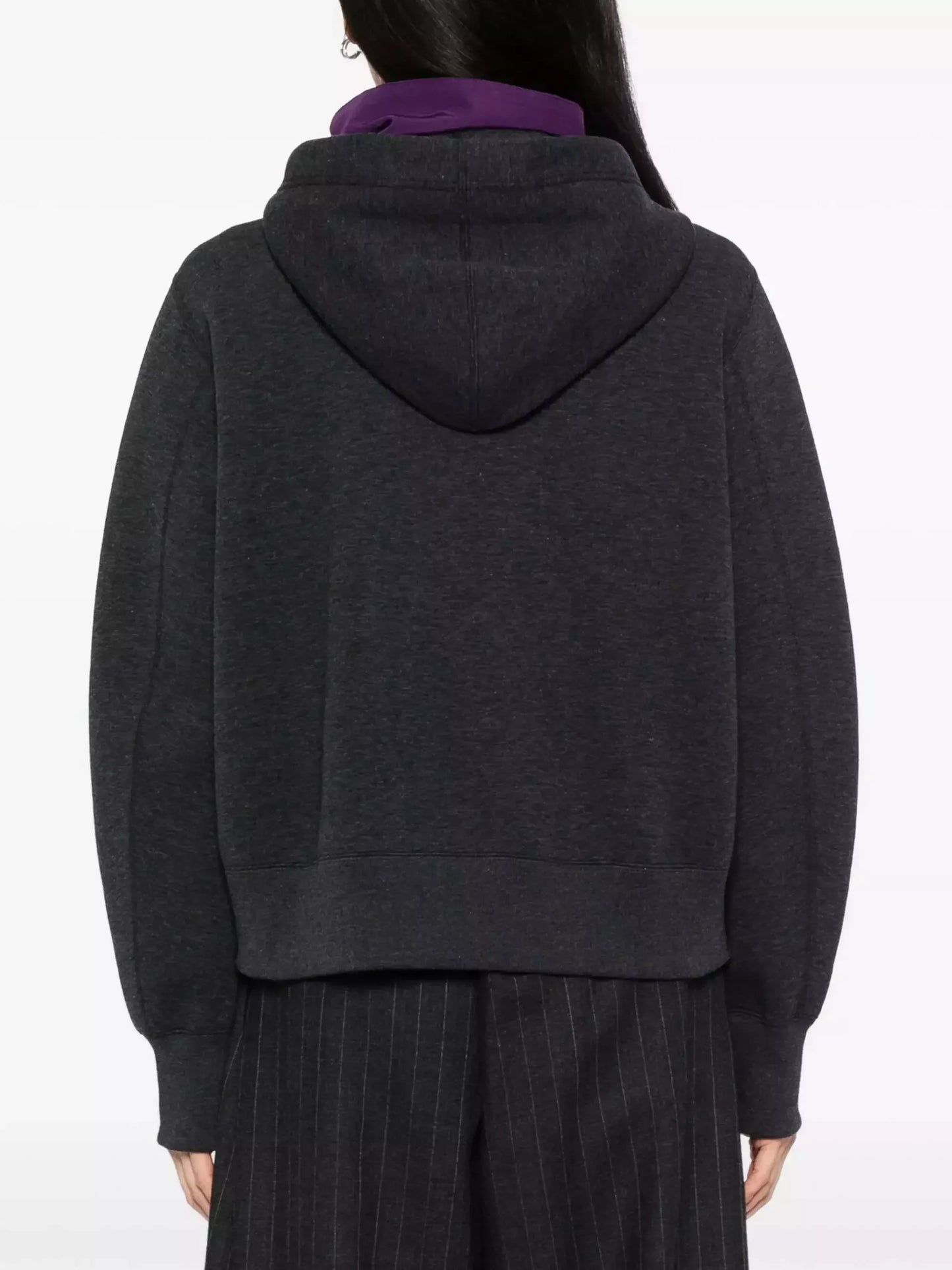 Hooded Layered-Look Front-Zip Sweatshirt - Tops