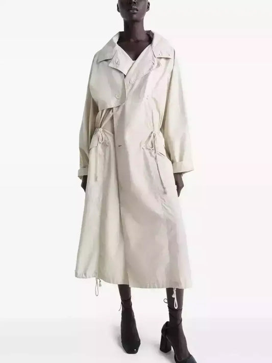 Hooded Long Cotton Trench Coat - Coats