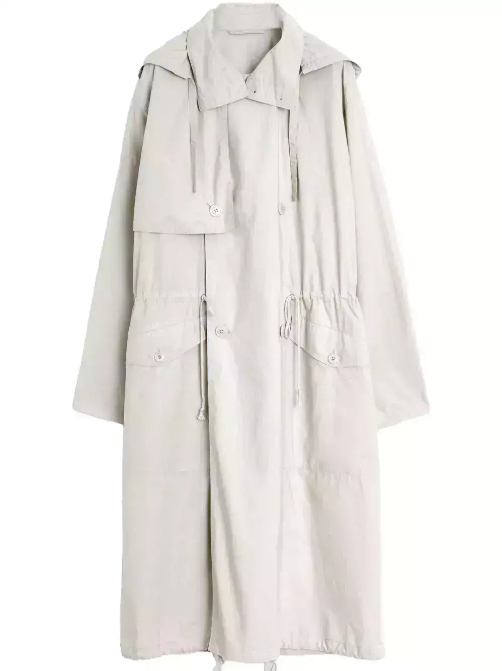 Hooded Long Cotton Trench Coat - Coats
