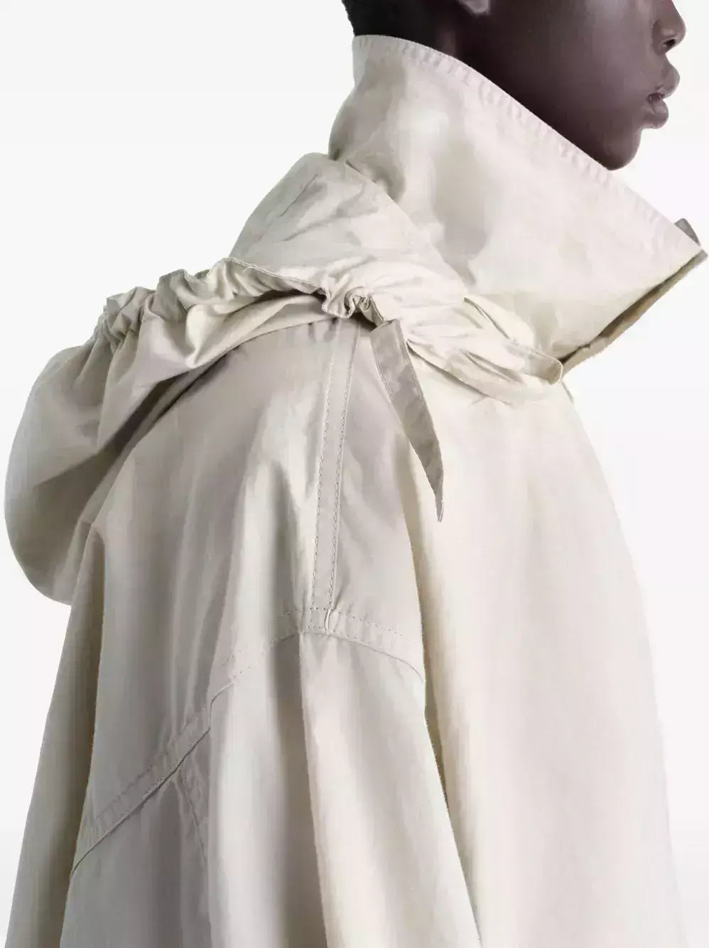 Hooded Long Cotton Trench Coat - Coats