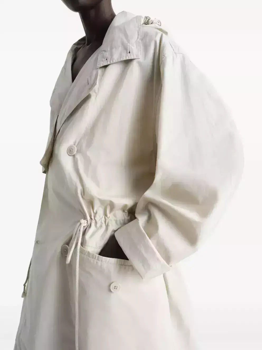 Hooded Long Cotton Trench Coat - Coats