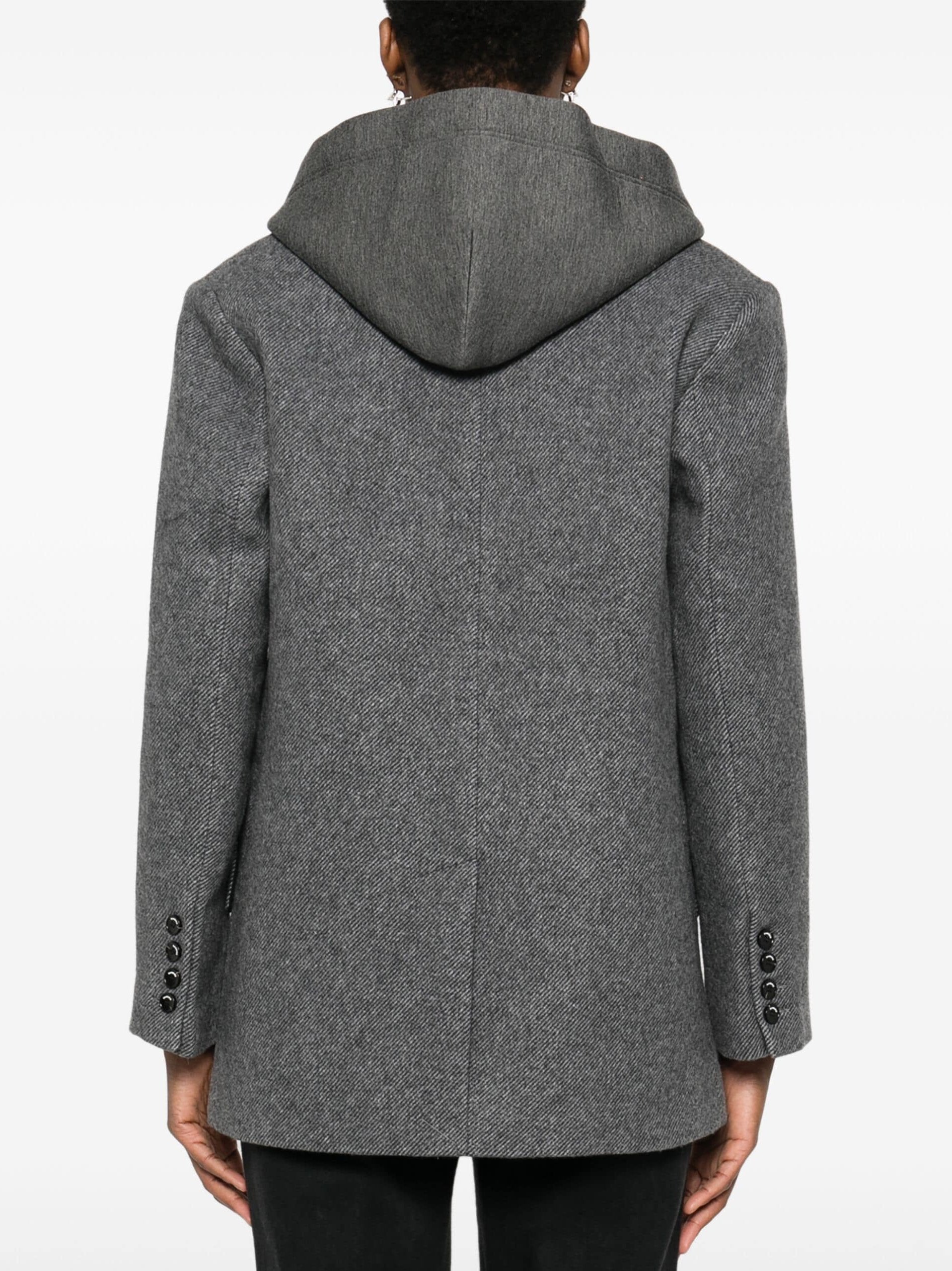 Hooded Single-Breasted Wool-Blend Jacket Branna Couture