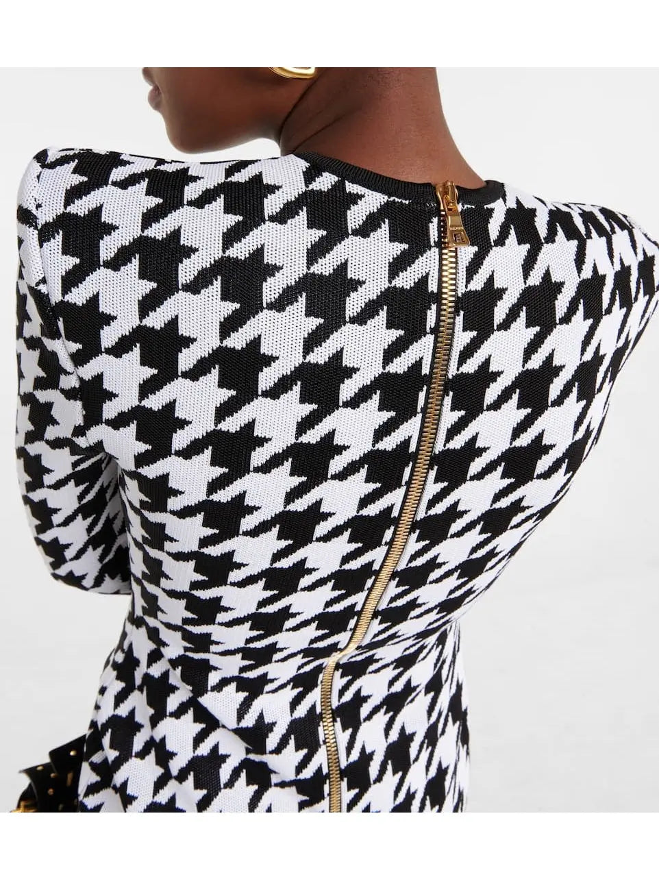 Houndstooth Jacquard Mini Dress - Branna Couture