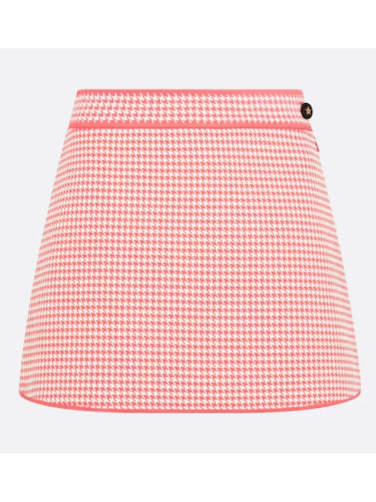 Houndstooth Technical Knit Flared Mini Skirt - Branna Couture