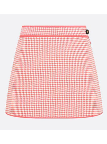 Houndstooth Technical Knit Flared Mini Skirt - Branna Couture