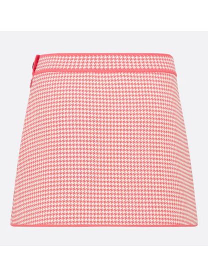 Houndstooth Technical Knit Flared Mini Skirt - Branna Couture