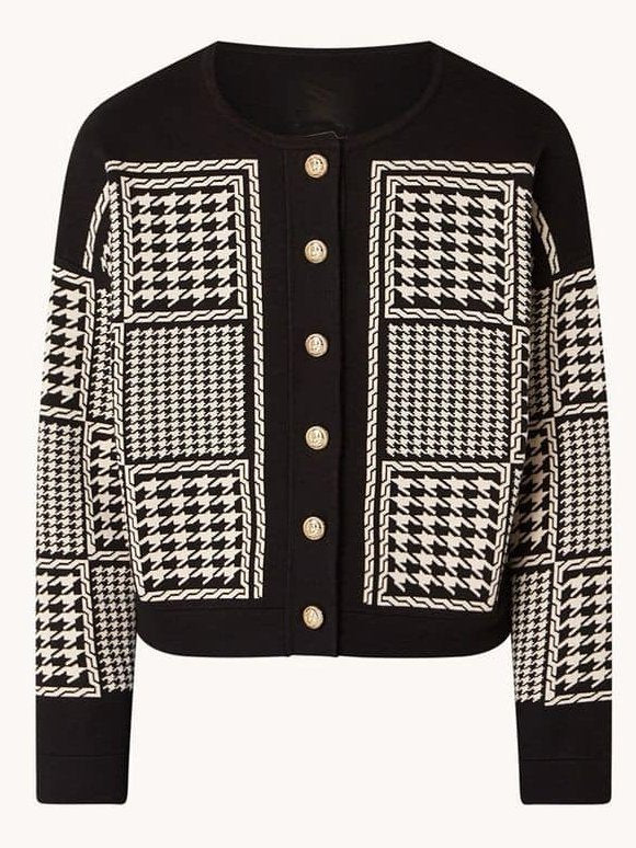 Houndstooth Jacquard-knit Cardigan Jacket Branna Couture