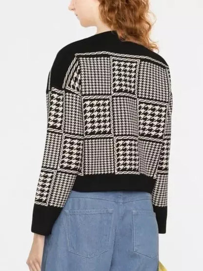 Houndstooth Jacquard-knit Cardigan Jacket Branna Couture