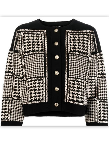 Houndstooth Jacquard-knit Cardigan Jacket Branna Couture