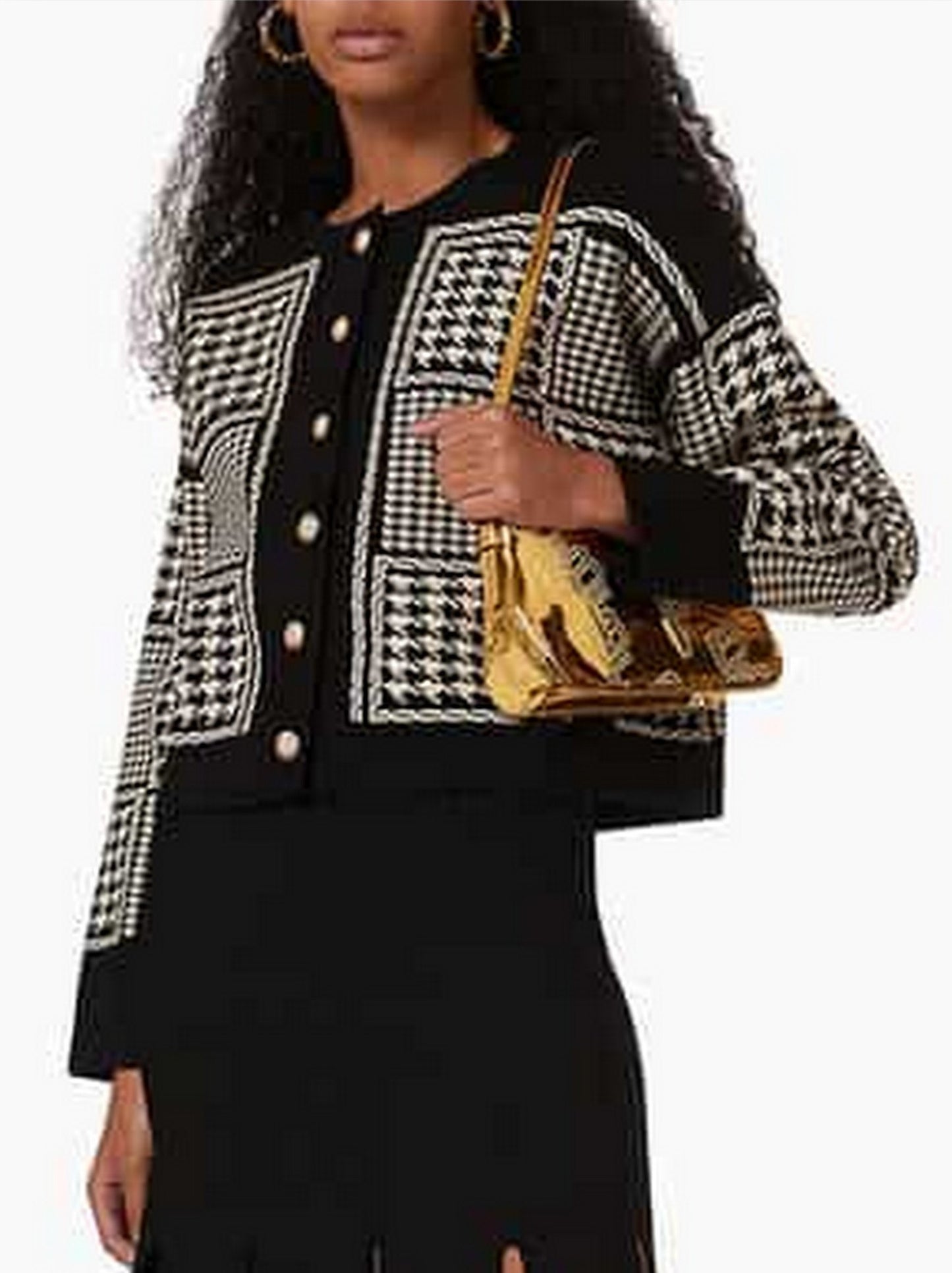 Houndstooth Jacquard-knit Cardigan Jacket Branna Couture