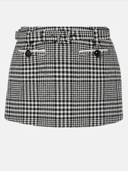 Houndstooth Wool-Blend Jacket and Skort Set - Suits & Sets