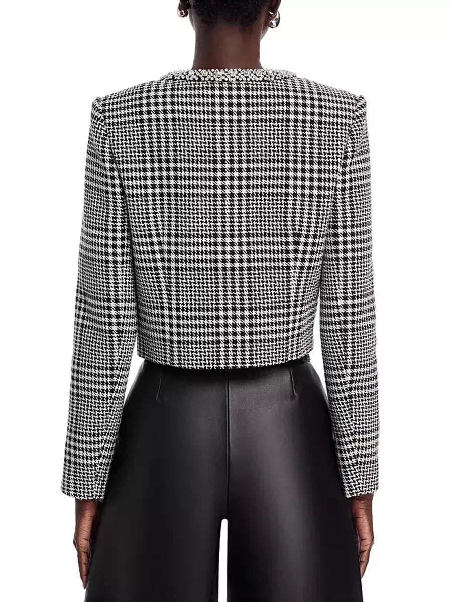 Houndstooth Wool-Blend Jacket and Skort Set - Suits & Sets