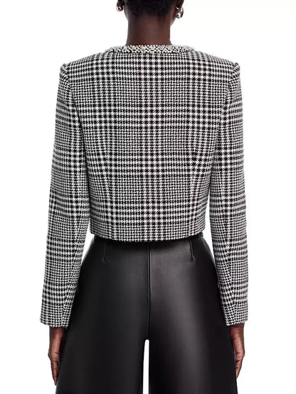 Houndstooth Wool-Blend Jacket and Skort Set - Suits & Sets
