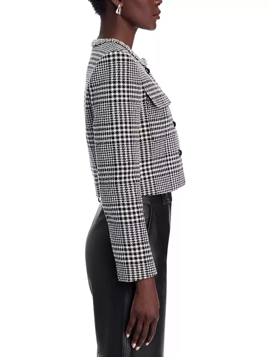 Houndstooth Wool-Blend Jacket and Skort Set - Suits & Sets