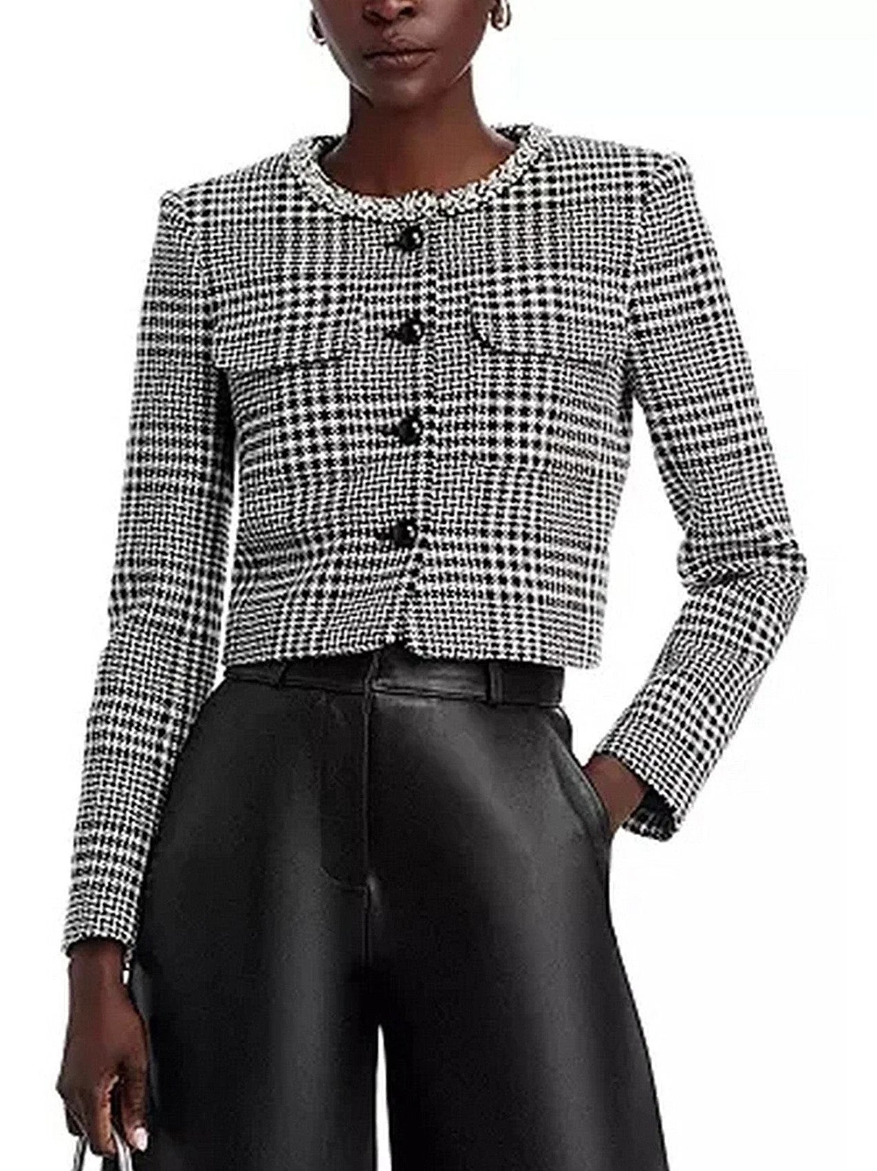 Houndstooth Wool-Blend Jacket and Skort Set - Suits & Sets