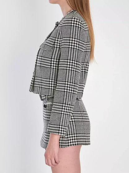 Houndstooth Wool-Blend Jacket and Skort Set - Suits & Sets