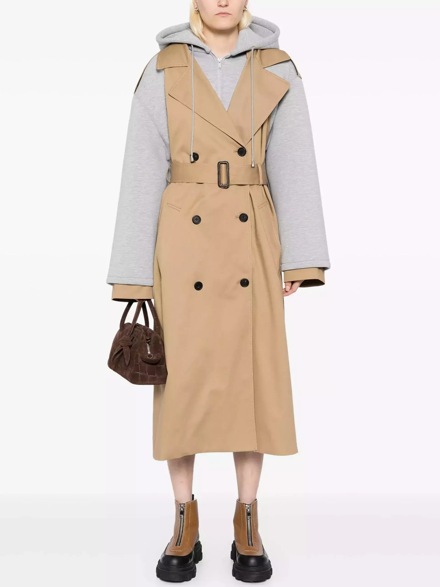 Hybrid Deconstructed Long Trench Coat Coats
