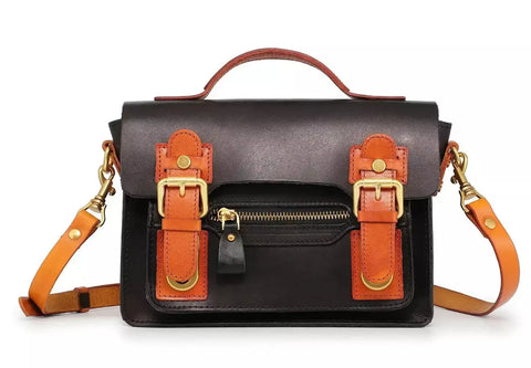 Orange and black contrasting handbag