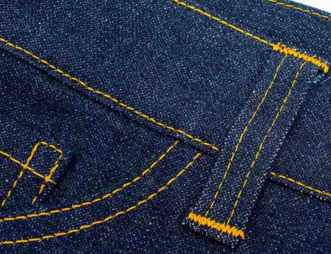 Close up of stitching on Jeans