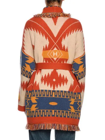 Icon Ikat-Jacquard Belted Cardigan - Branna Couture