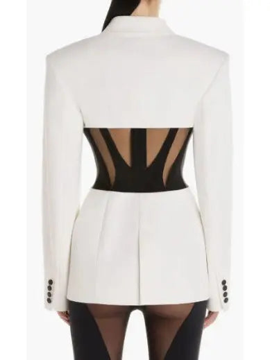 Iconic Corseted Jacket in White and Black - Branna Couture