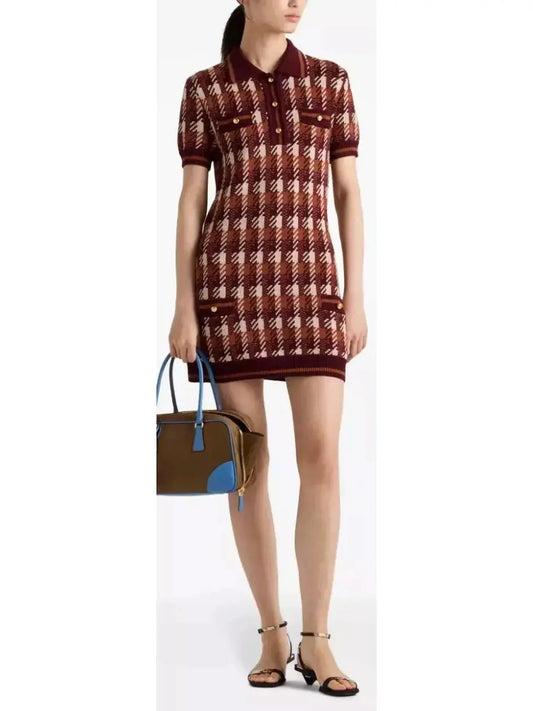 Intarsia Knit Wool Dress - Branna Couture