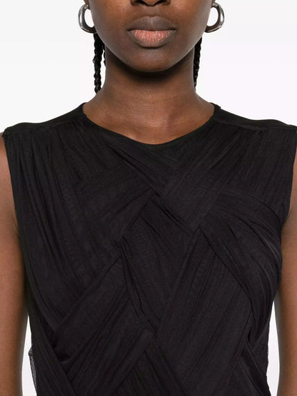Interwoven Gathered Sleeveless Maxi Dress