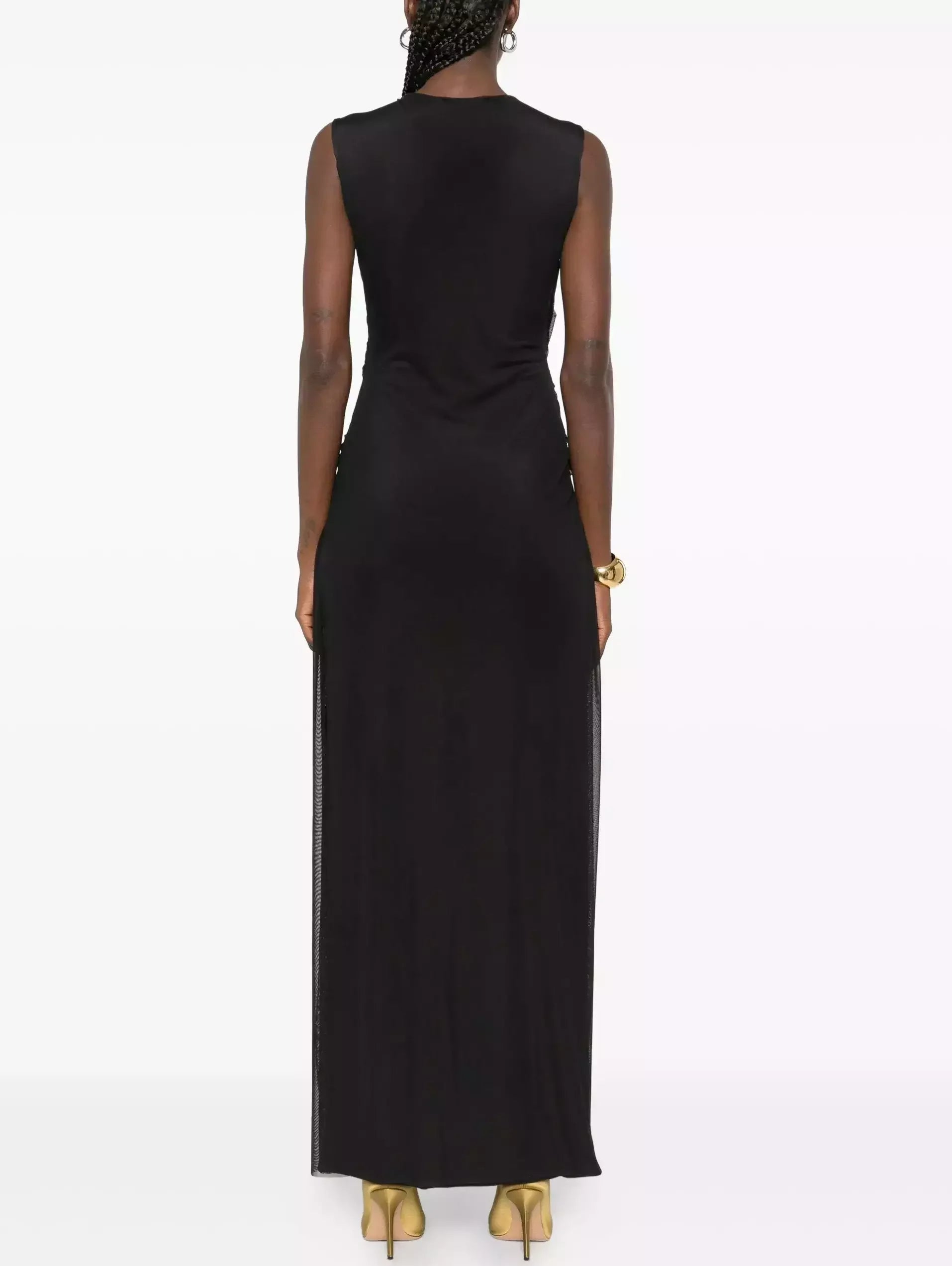 Interwoven Gathered Sleeveless Maxi Dress