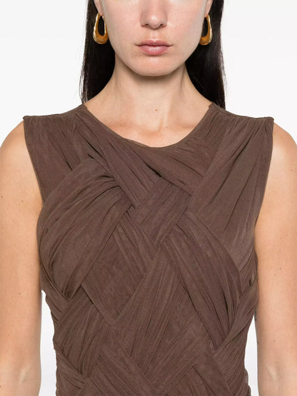 Interwoven Gathered Sleeveless Maxi Dress