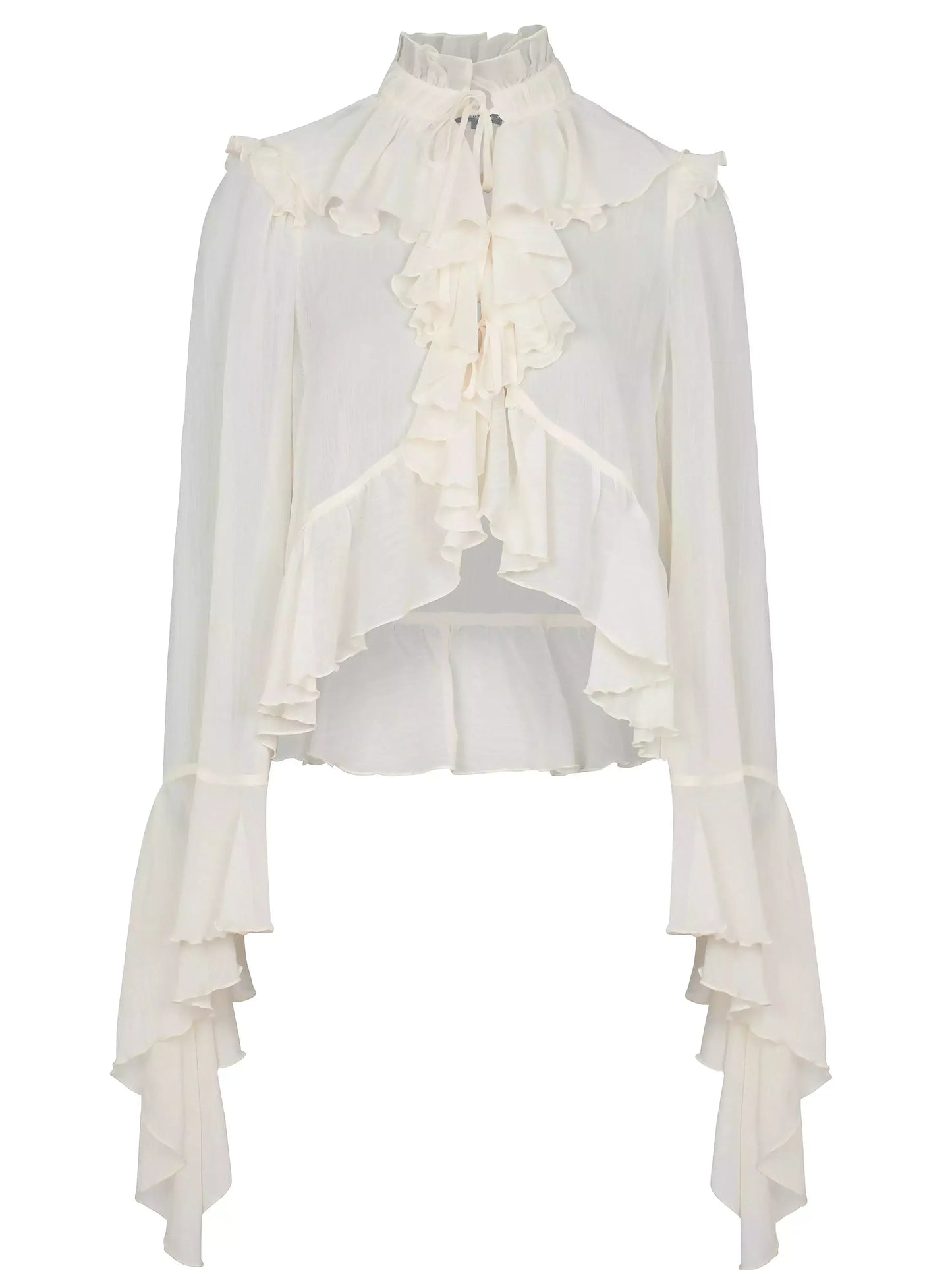 Ivory Ruffled Blouse and Flare Pant Set - Suits & Sets
