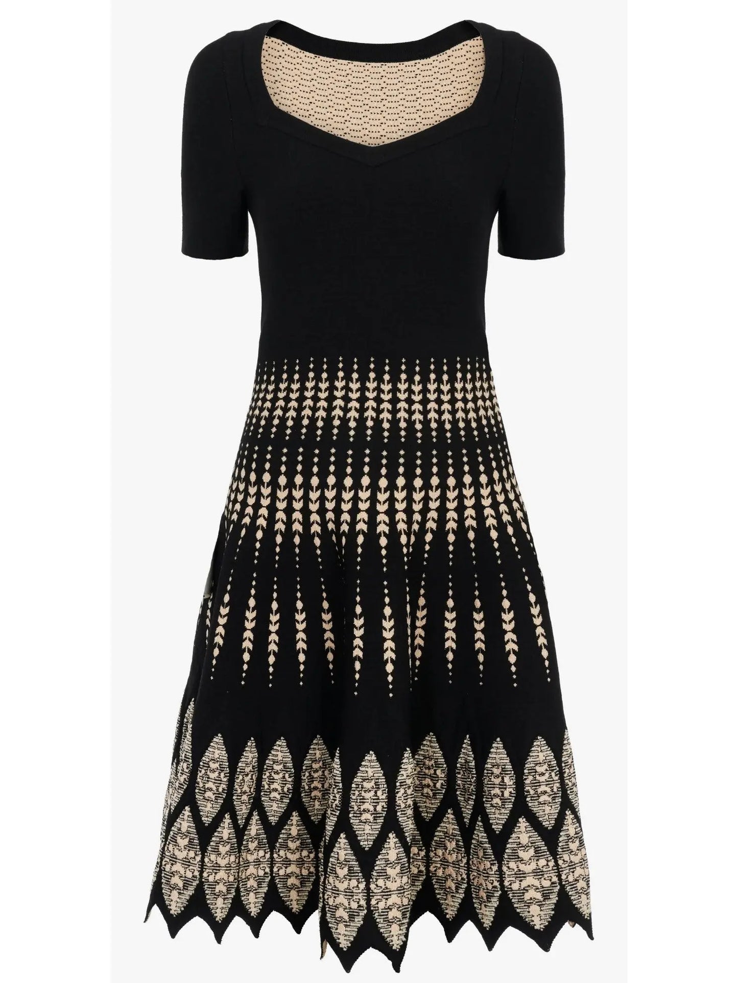 Jacquard Knit Flared Dress - Branna Couture