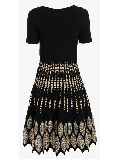 Jacquard Knit Flared Dress - Branna Couture