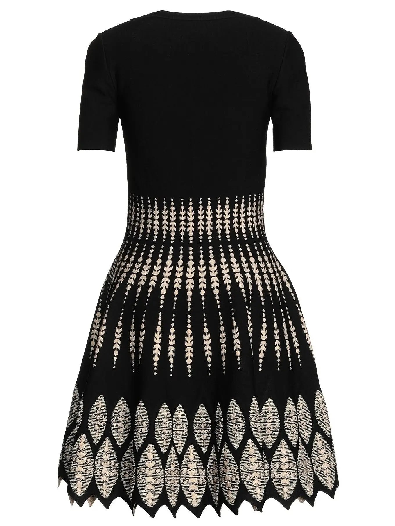 Jacquard Knit Flared Dress - Dresses