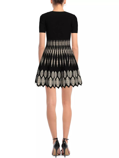 Jacquard Knit Flared Dress