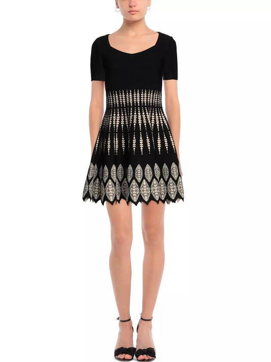 Jacquard Knit Flared Dress