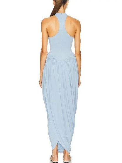 Jersey Sleeveless Fit & Pleated Drape Dress Dresses