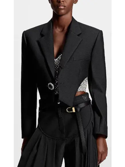 Jewel Button Cropped Blazer - Branna Couture