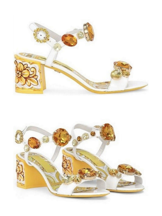 Women’s Jewel-Embellished Mules in Yellow, Gold and White Branna Couture