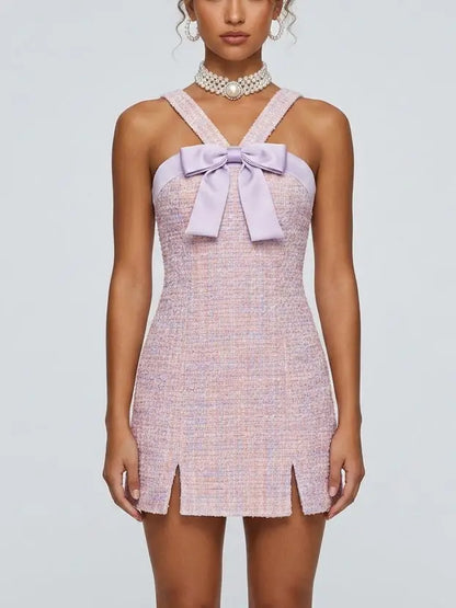 Knit Tweed Halterneck Mini Dress - Small - Dresses