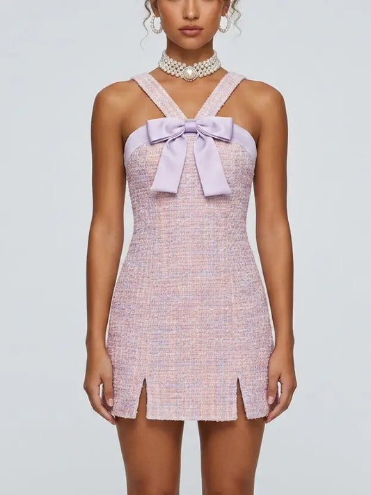 Knit Tweed Halterneck Mini Dress - Small - Dresses