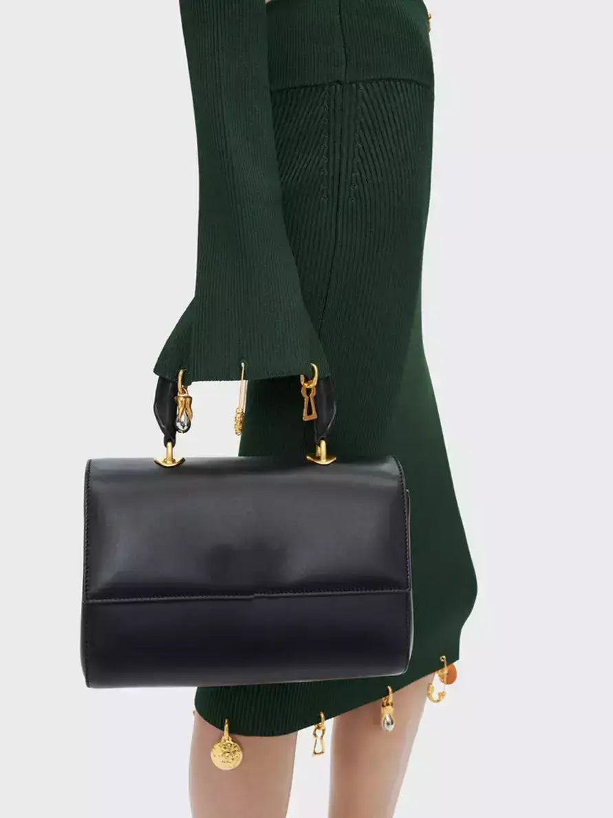 Knit Cropped Sweater and Skirt with Charm Details - Suits & Sets