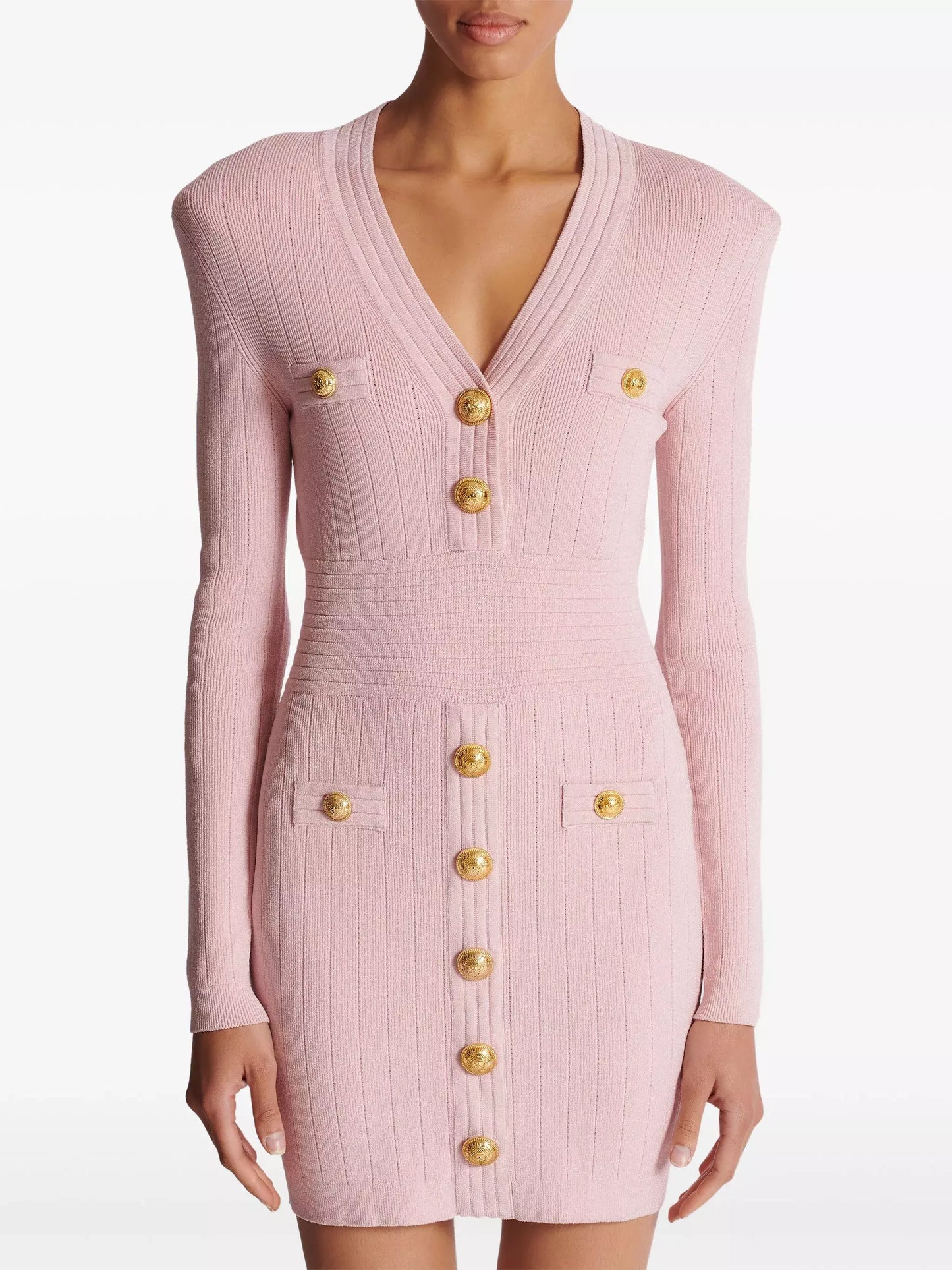 Knit Dress with Gold-Tone Buttons