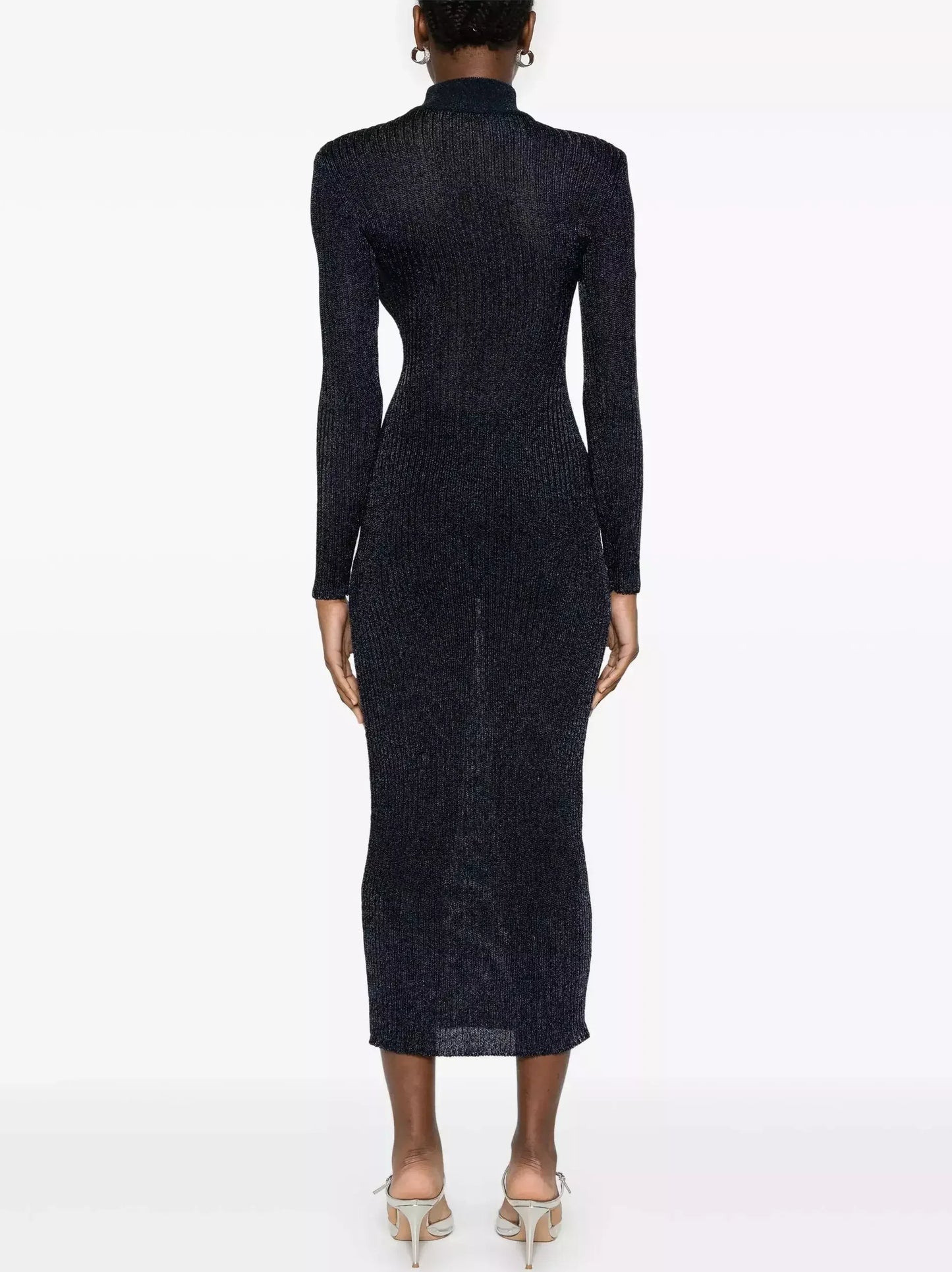 Knit Long-Sleeve High-Neck Sheath Dress - Dresses
