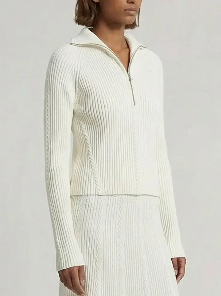 Knit Sweater and Maxi Skirt Set in White - Suits & Sets