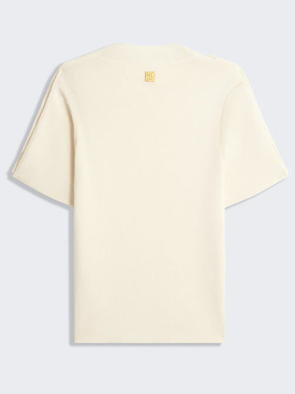 Knit T-Shirt with Decorative Buttons - Tops