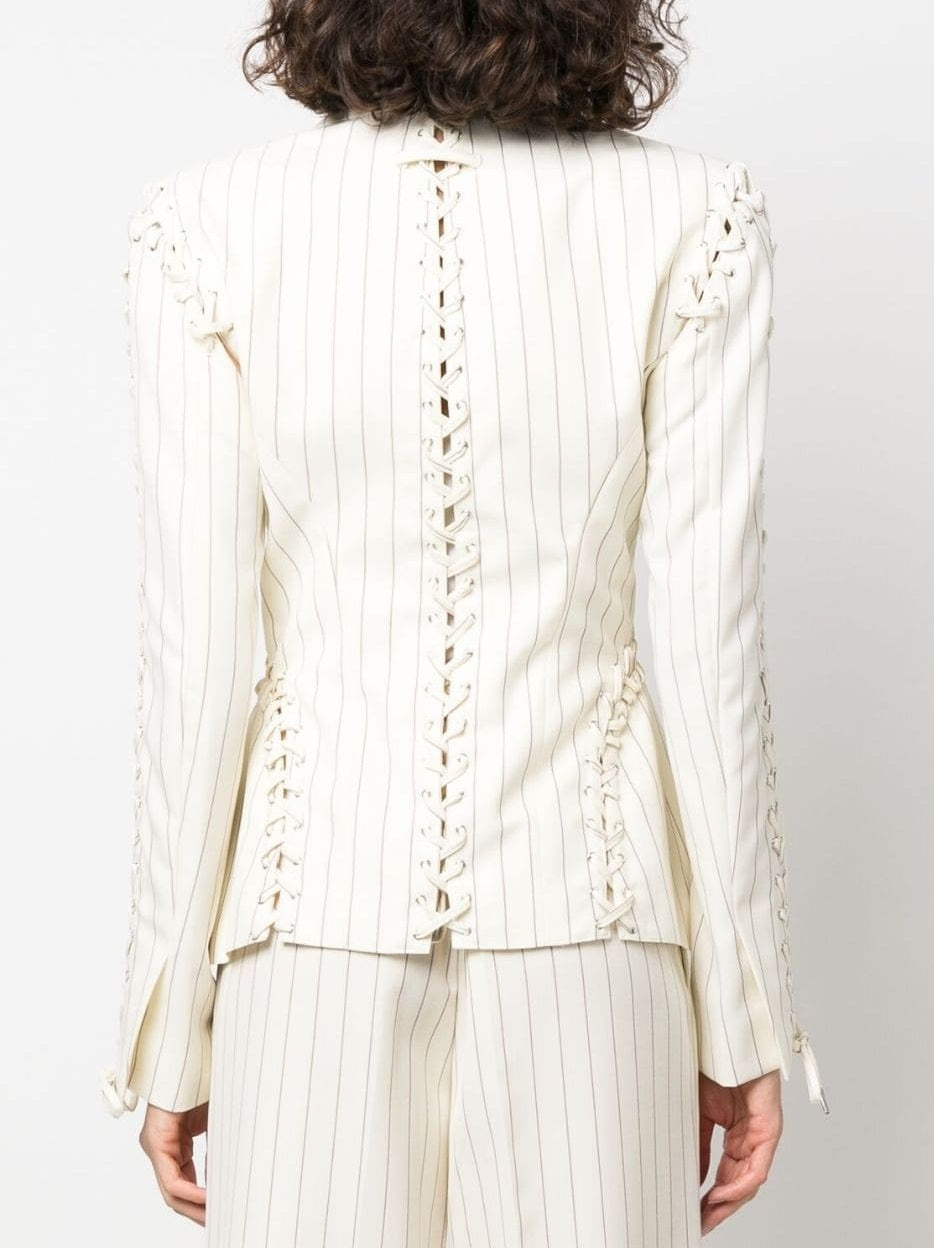 Women’s Lace-Up Pinstripe Fitted Blazer Branna Couture