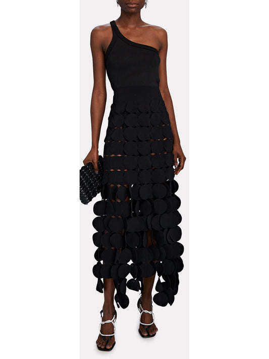 Laser-Cut Layered Circle Skirt in Black - Branna Couture