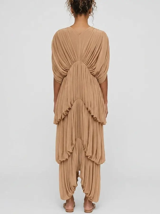 Latte Draped Jersey Maxi Dress - Dresses